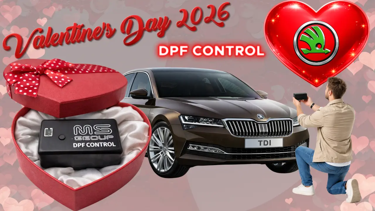 DPF CONTROL OBD2 monitor in a Škoda diesel car – helps drivers complete DPF regeneration