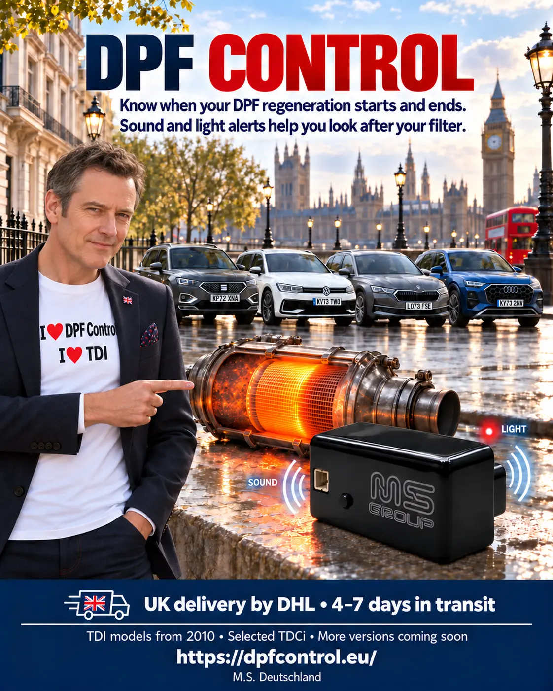 Monitor regeneracije DPF Control sa zvučnim i svjetlosnim upozorenjima za kompatibilna dizelska vozila